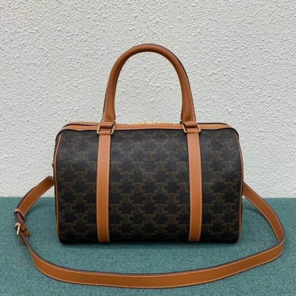 CELINE Logo Print Calfskin Boston Bag - Image 4