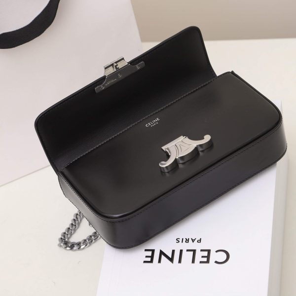 CELINE CLAUDE shiny cowhide leather chain shoulder bag - Image 7